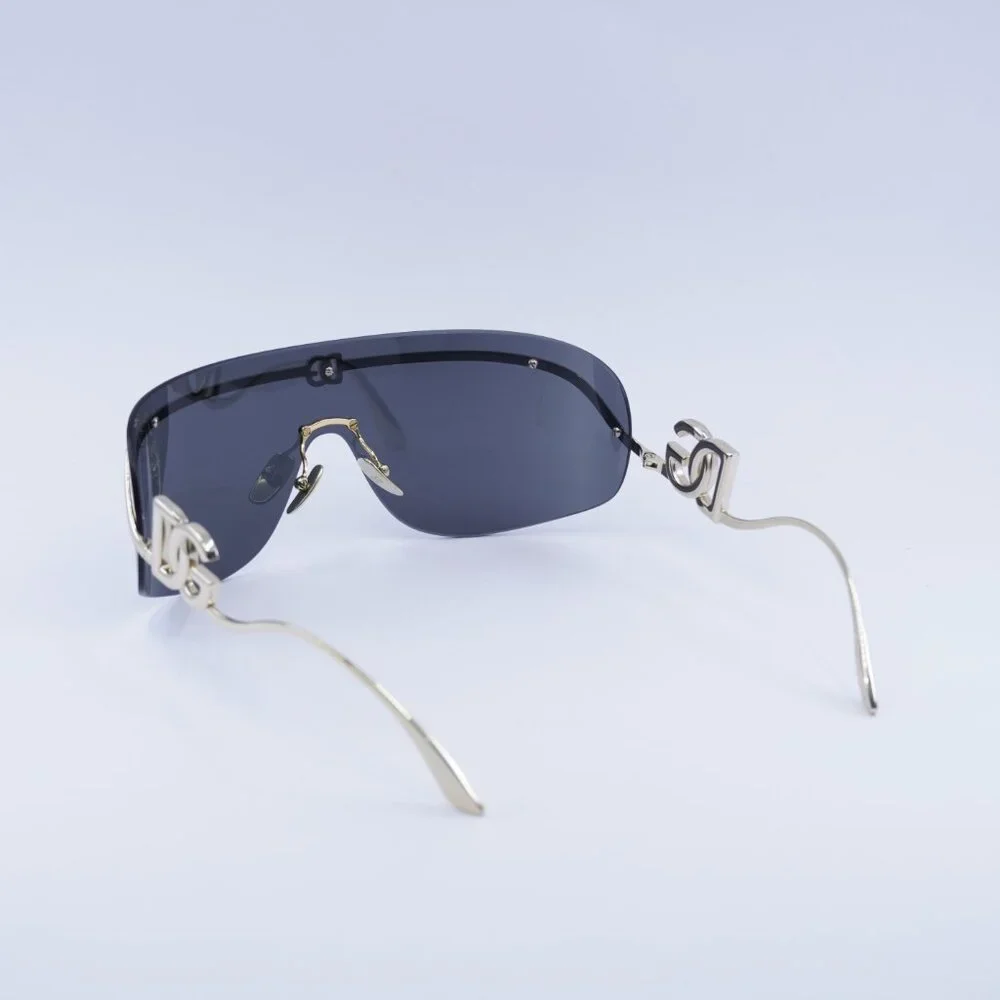 Dolce & Gabbana DG2320 02/87 Sunglasses Shiny Gold Shield Frame, Grey Lenses